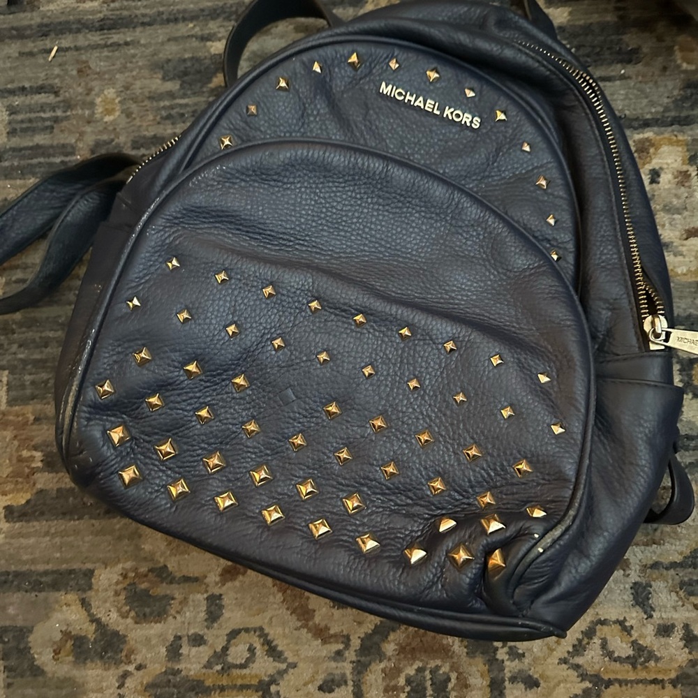 Navy Micheal Kors backpack Abby medium studded backpack
